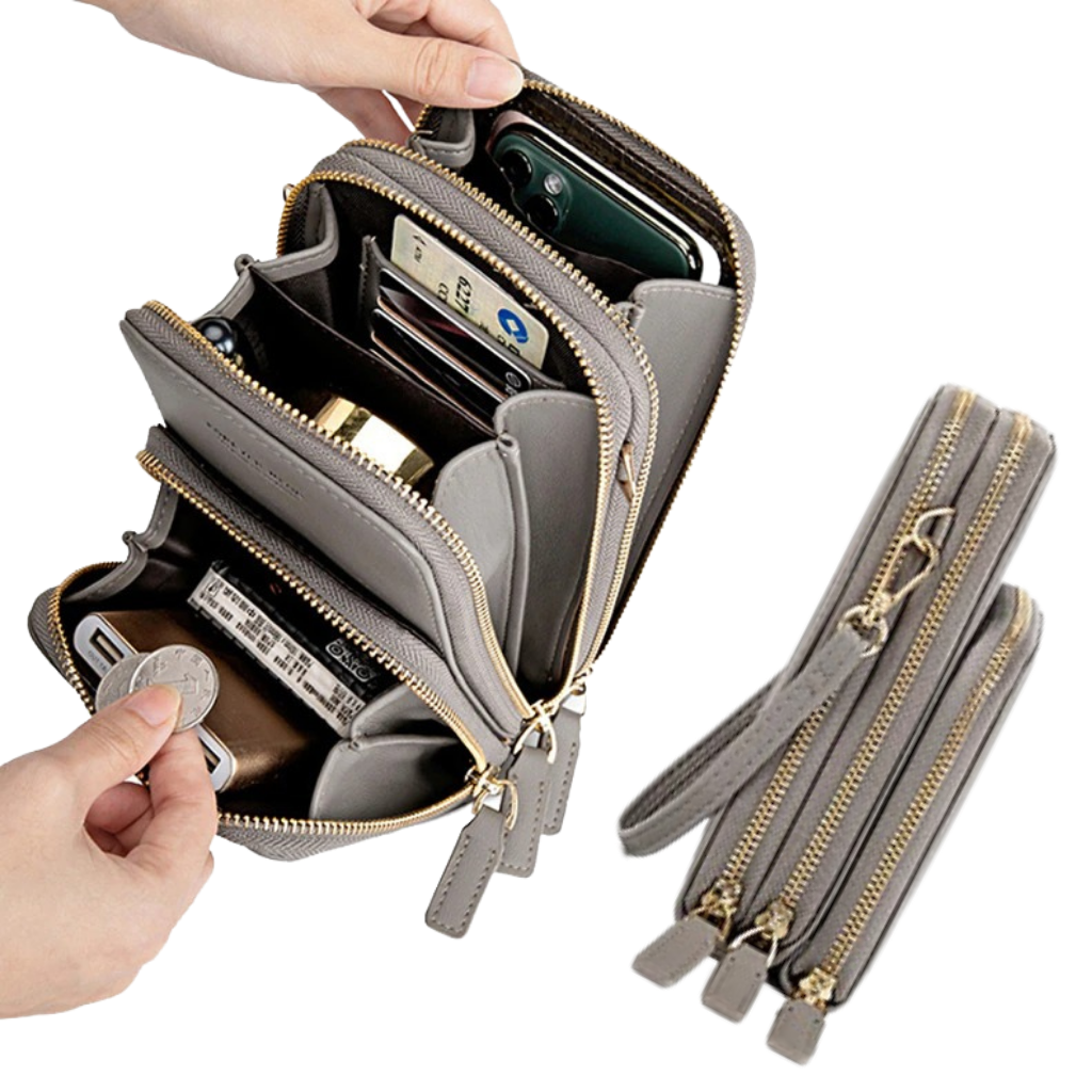 Multi pockets touchscreen crossbody bag