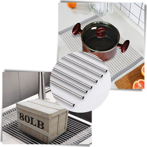 Roll-up stainless steel drainer for dishes and food