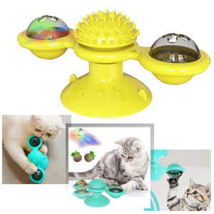 Rotative Windmill Cat Toy With Brush -