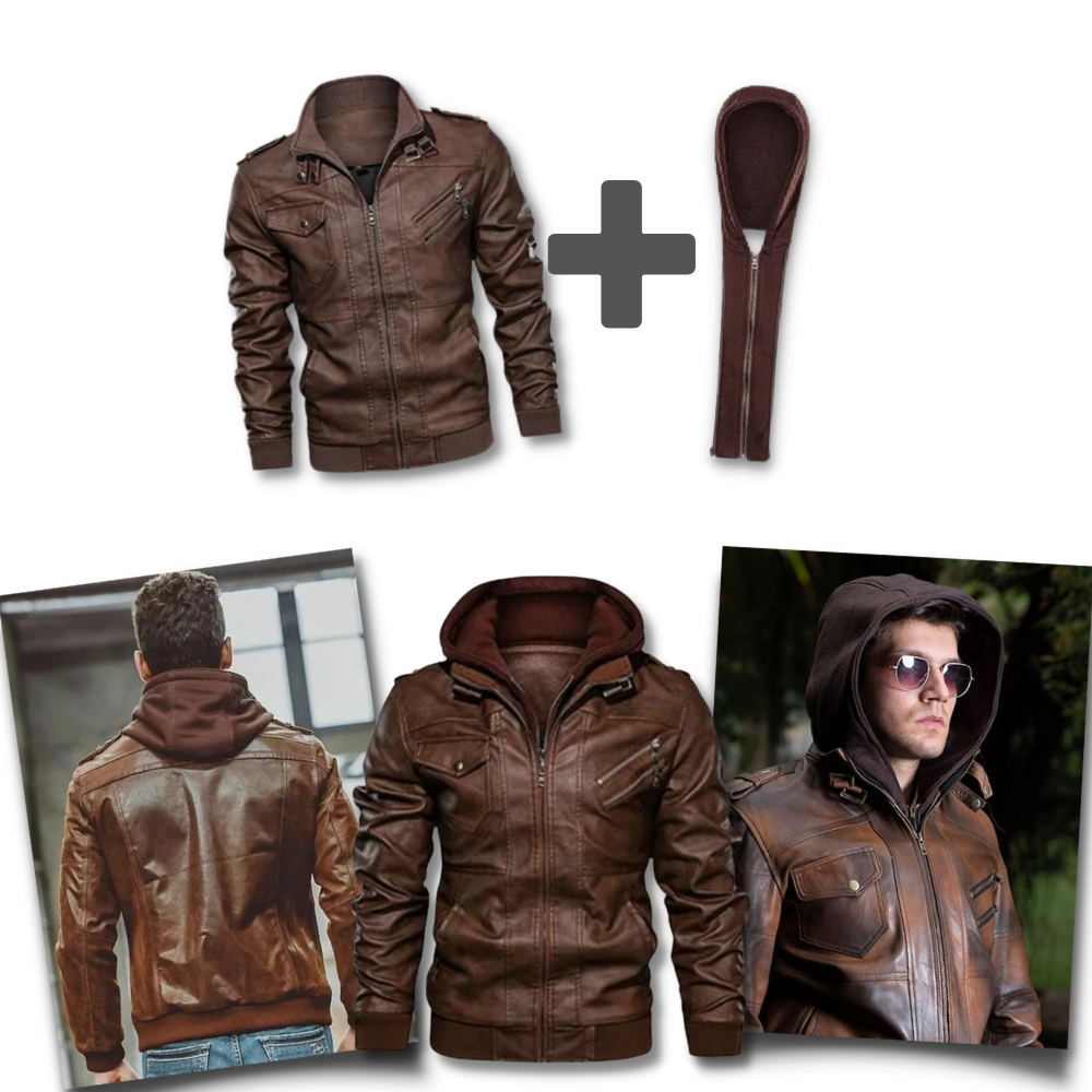 Classic Brown Leather Motorcycle Jacket - Ozerty