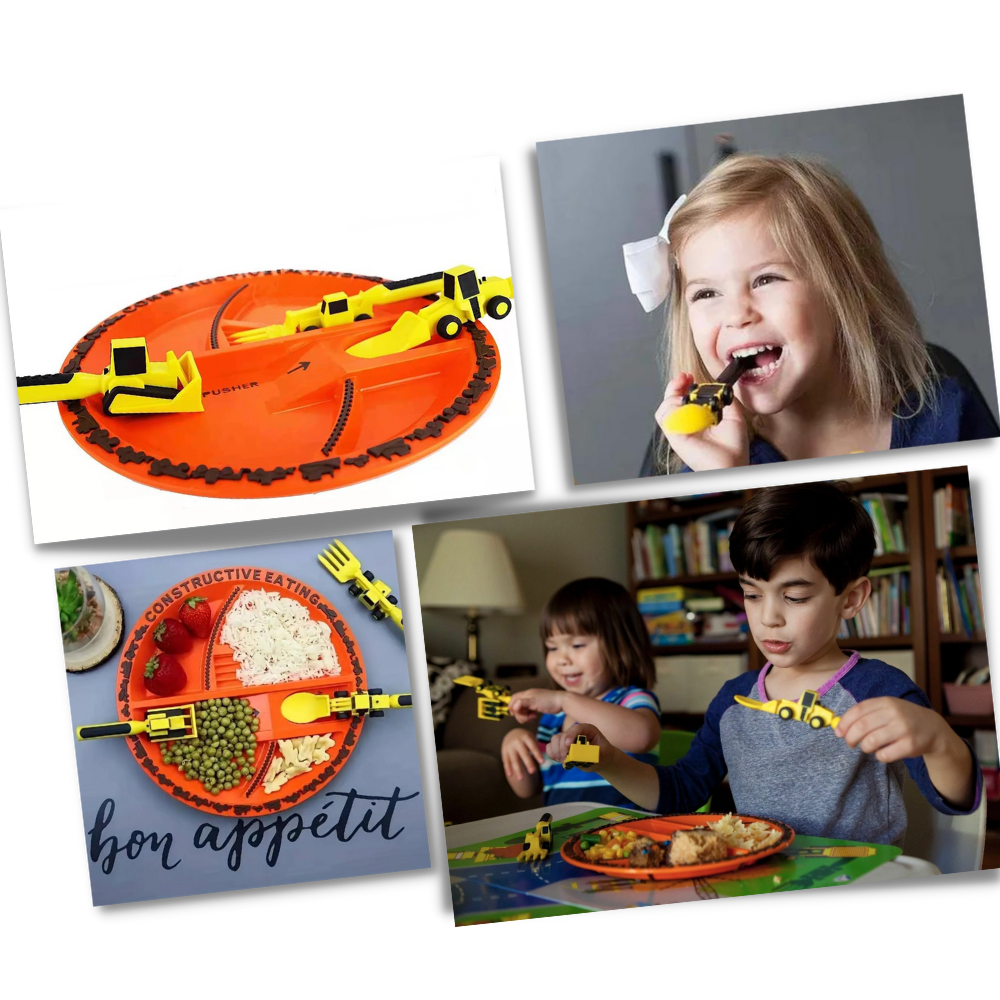  Creative Constructive Eating Plate and Utensils Set   - Ozerty
