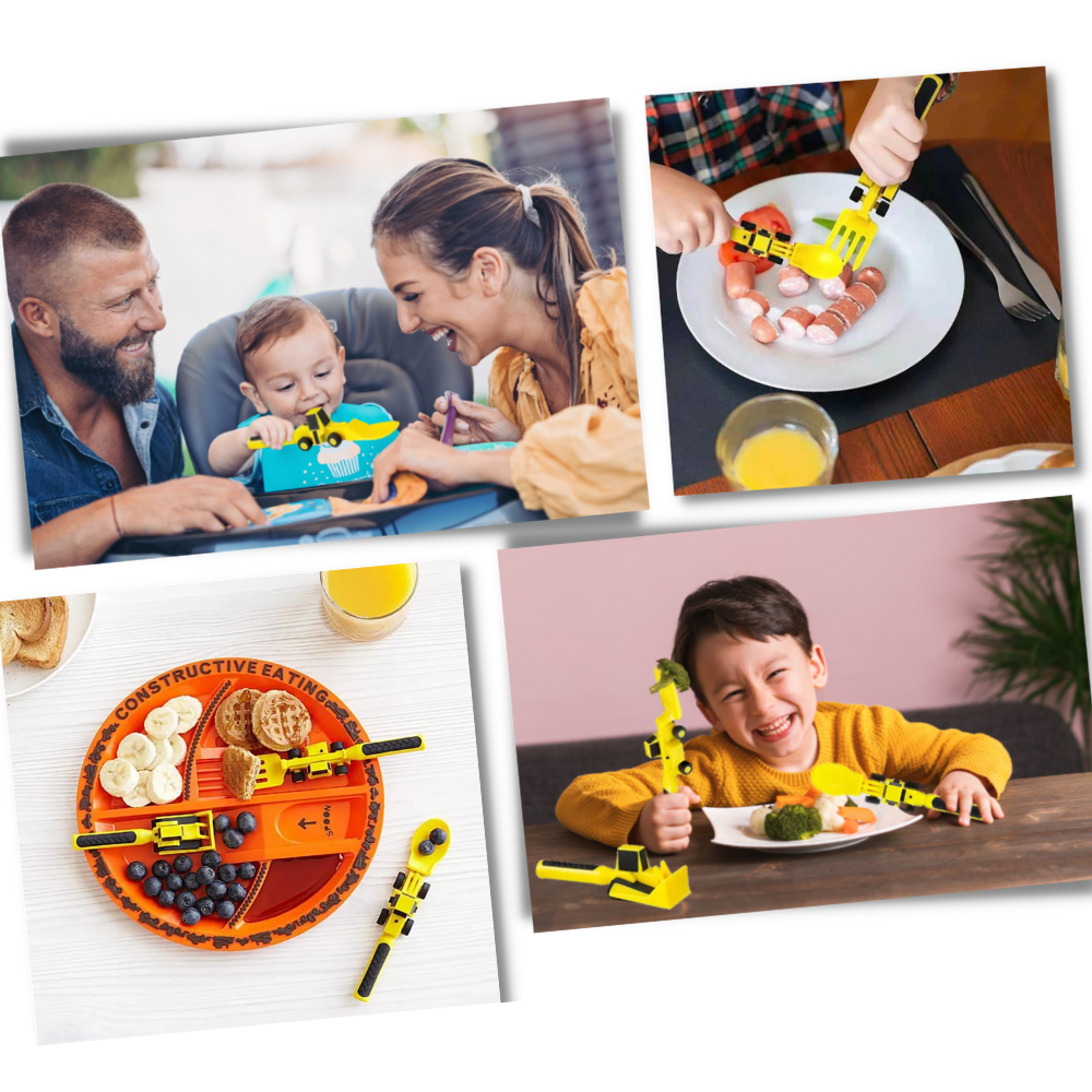  Creative Constructive Eating Plate and Utensils Set   - Ozerty