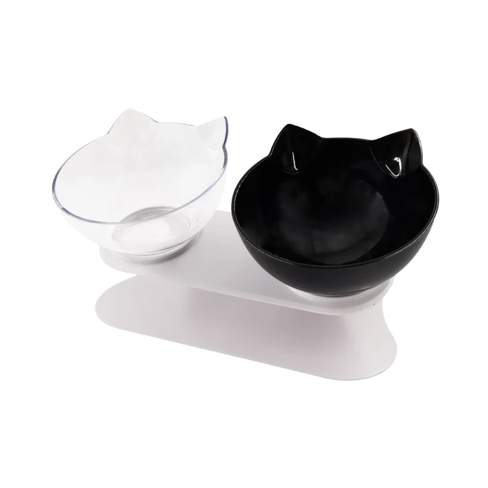 Elevated Comfort Bowl for Cats -Transparent Black - Ozerty