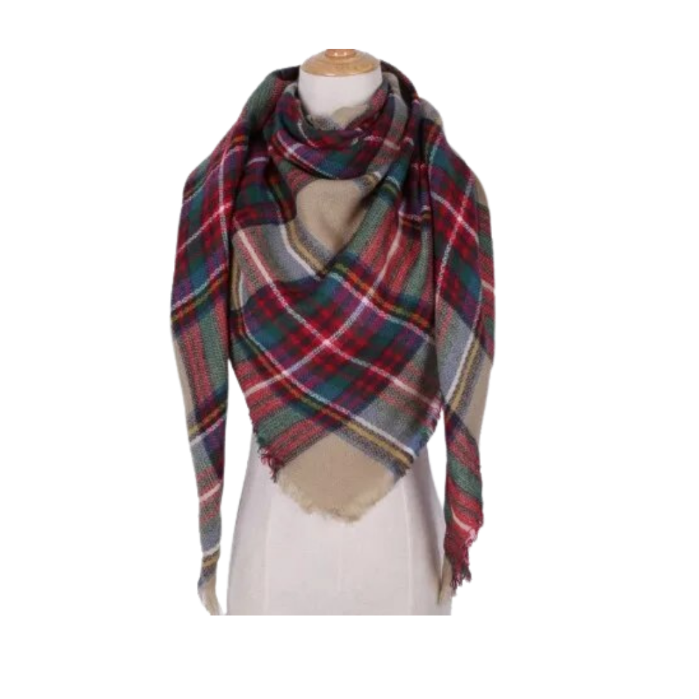 Plaid Cashmere Scarf Mohair feel -London - Ozerty