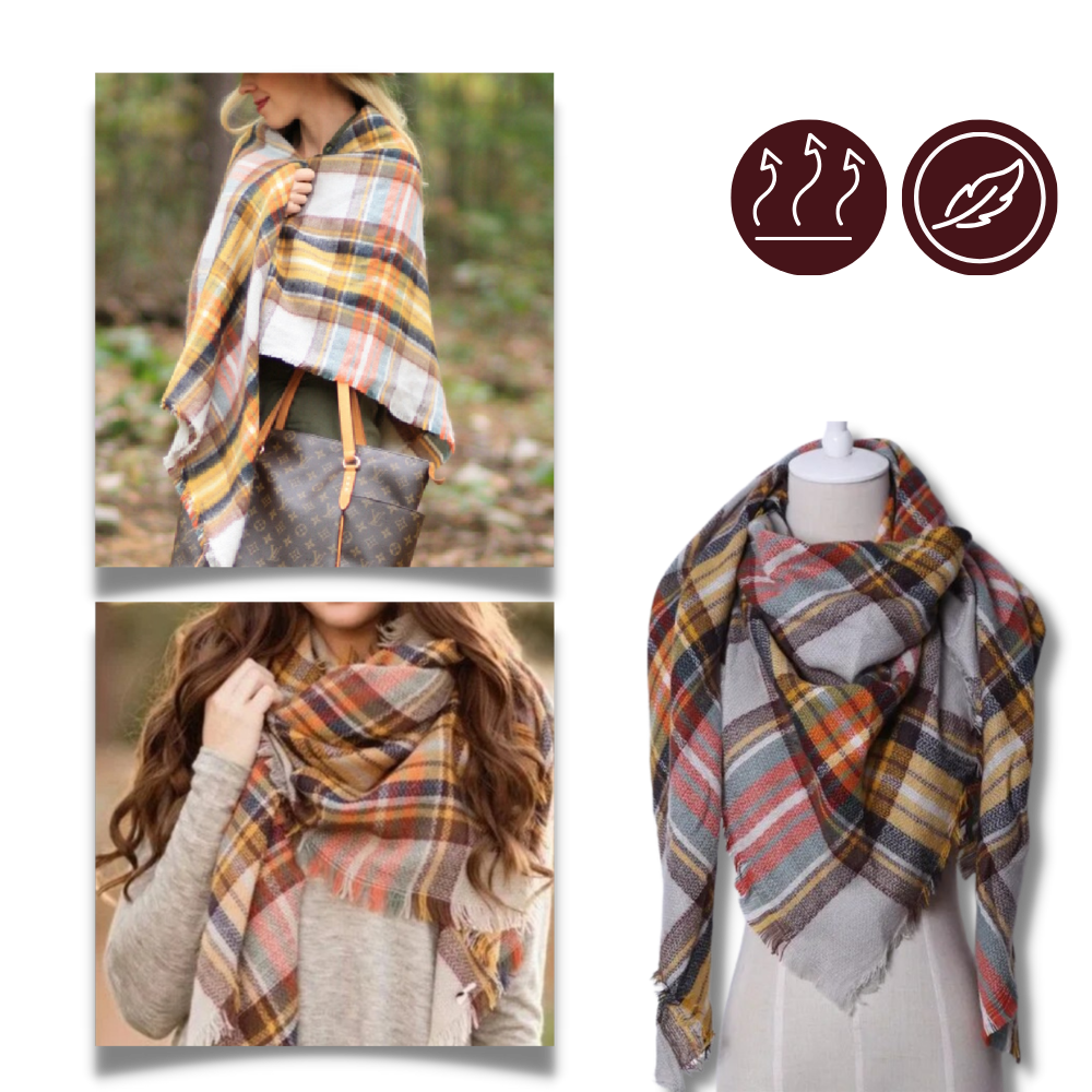 Plaid Cashmere Scarf Mohair feel - Ozerty