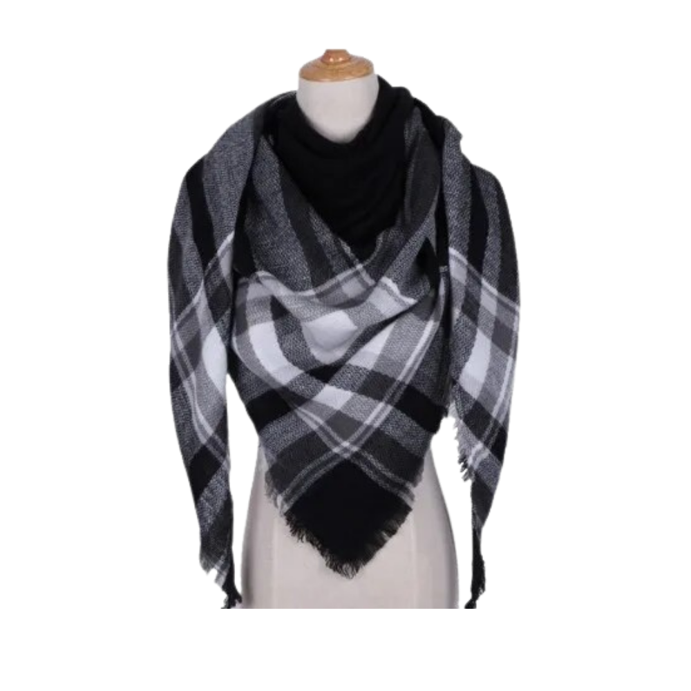 Plaid Cashmere Scarf Mohair feel -Vienne - Ozerty