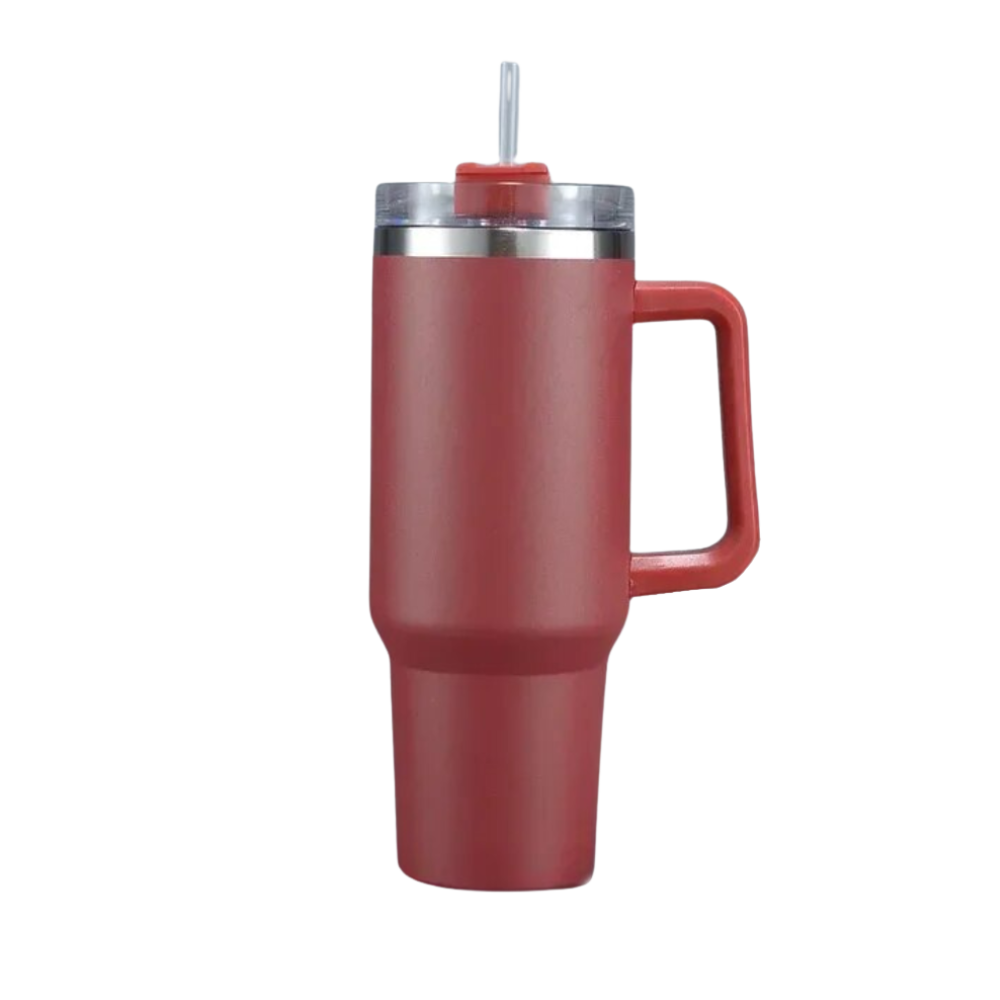 Tumbler Cup Car Large Capacity With Handle -Brick Red - Ozerty