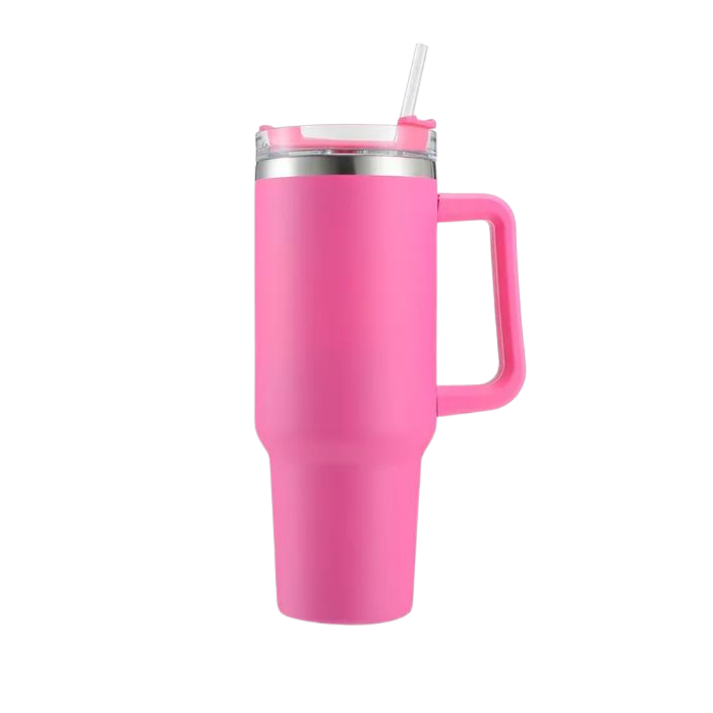 Tumbler Cup Car Large Capacity With Handle -Rose Red - Ozerty