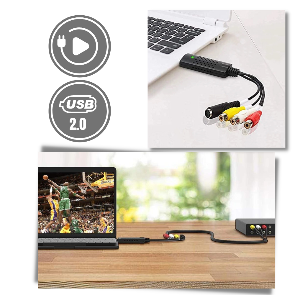 USB 2.0 Easier Cap Video TV DVD VHS DVR Capture Adapter - Ozerty